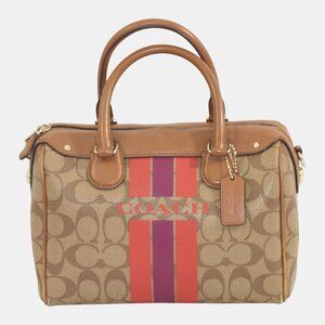 Coach Varsity Stripe Mini Bennett Satchel Purse Bag w Handles & X-Strap F38401
